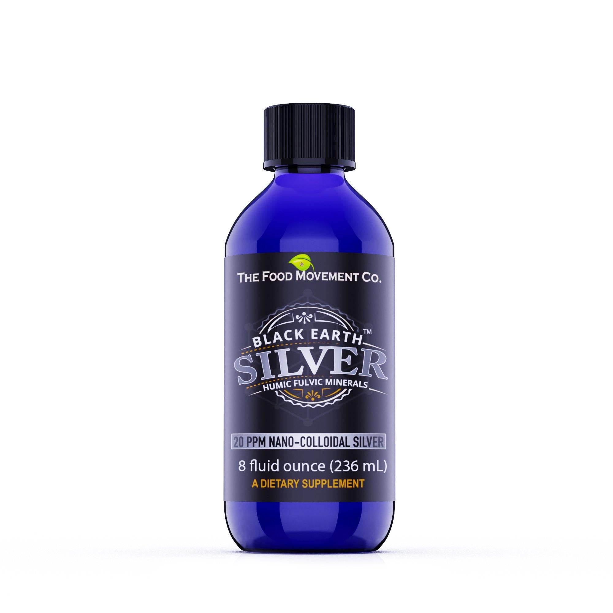 The Food Movement - Black Earth Silver 20 ppm | Colloidal Silver Hydrosol | 8 oz - Highland Health Foods