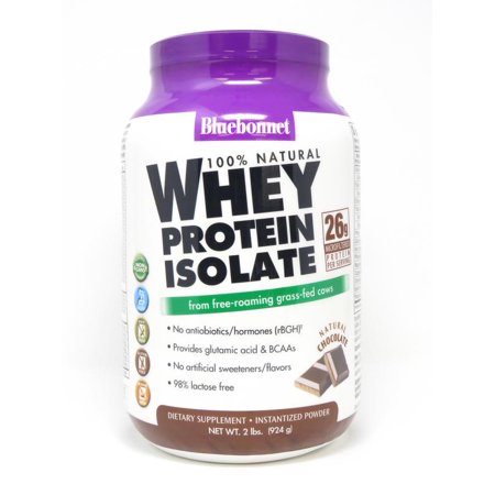 Bluebonnet Nutrition 100% Natural Whey Protein Isolate Chocolate Flavor Powder, 2 Lbs