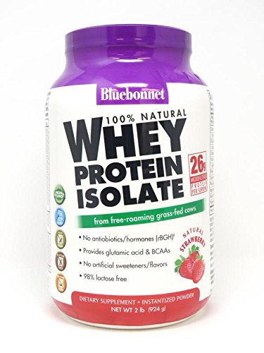 Bluebonnet 100% Natural Whey Protein Isolate Strawberry 2 Lbs Powder