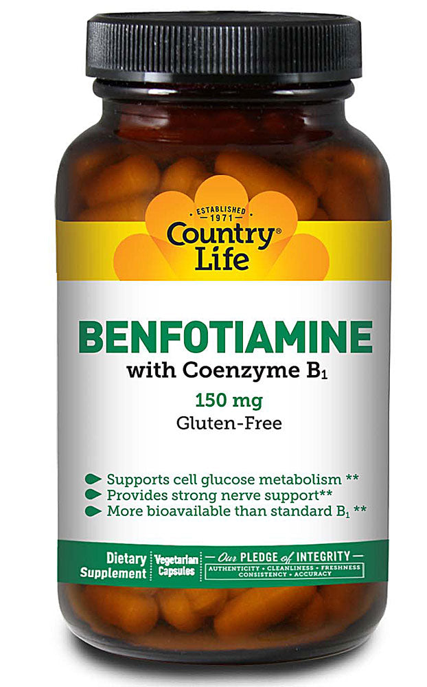 Country Life Benfotiamine With Thiamin, 150 Mg, 60 Vegan Capsules