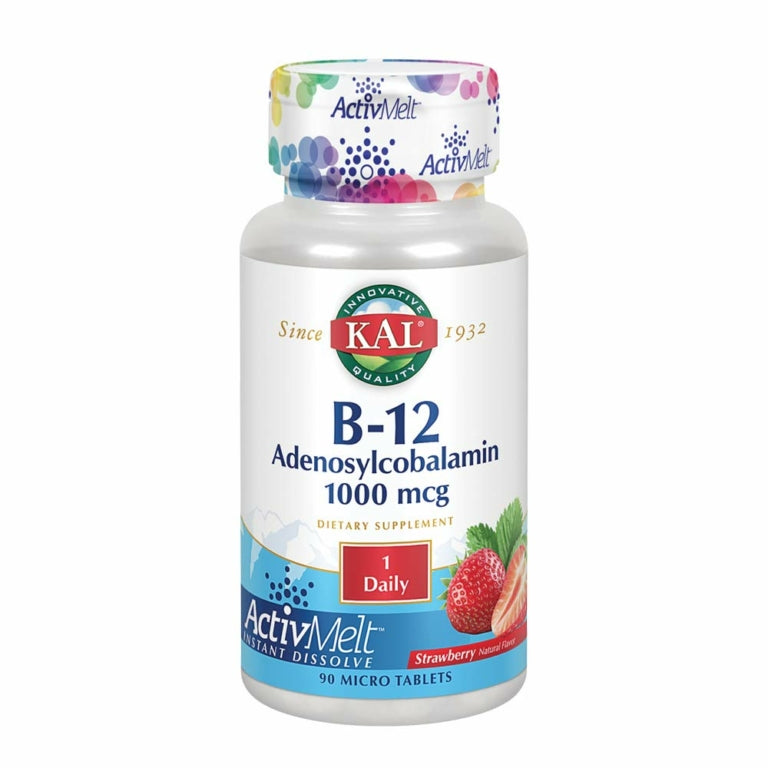 Kal B-12 Adenosylcobalamin, Strawberry, 1, 000 Mcg, 90 Micro Tablets