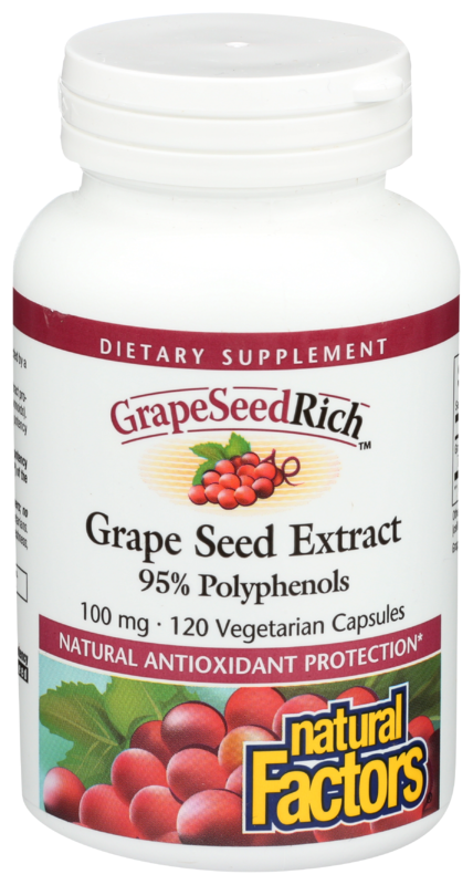 Natural Factors GrapeSeed Rich Grape Seed Extract, 120 Caps 100 Mg