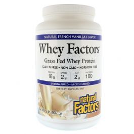 Natural Factors Whey Grass Fed Whey Protein Powder, French Vanilla, 2 Lbs