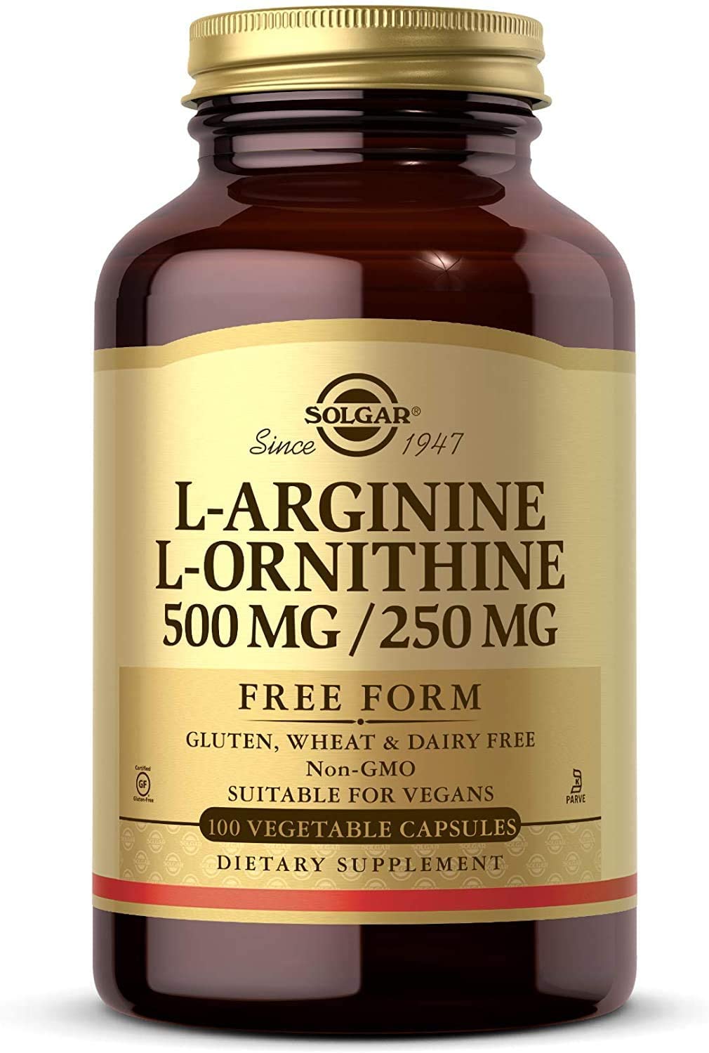 Solgar L-Arginine L-Ornithine, 500 Mg / 250 Mg, 100 Veggie Caps