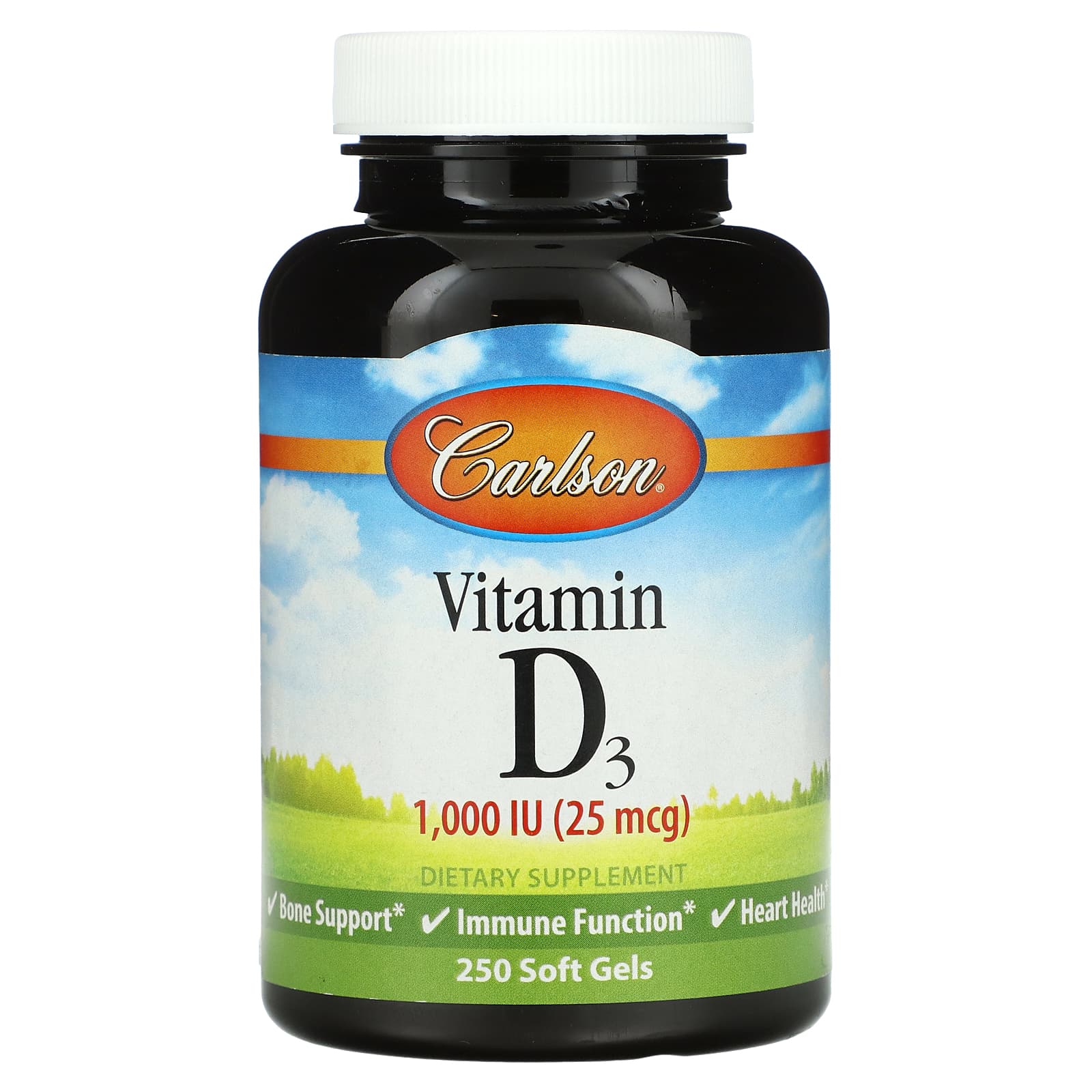 Carlson Labs Vitamin D3, 25 Mcg (1, 000 IU), 250 Soft Gels