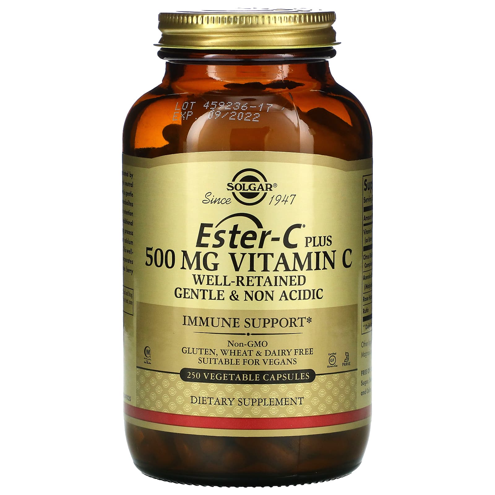 Solgar Ester-C Plus, Vitamin C, 500 Mg, 250 Vegetable Capsules