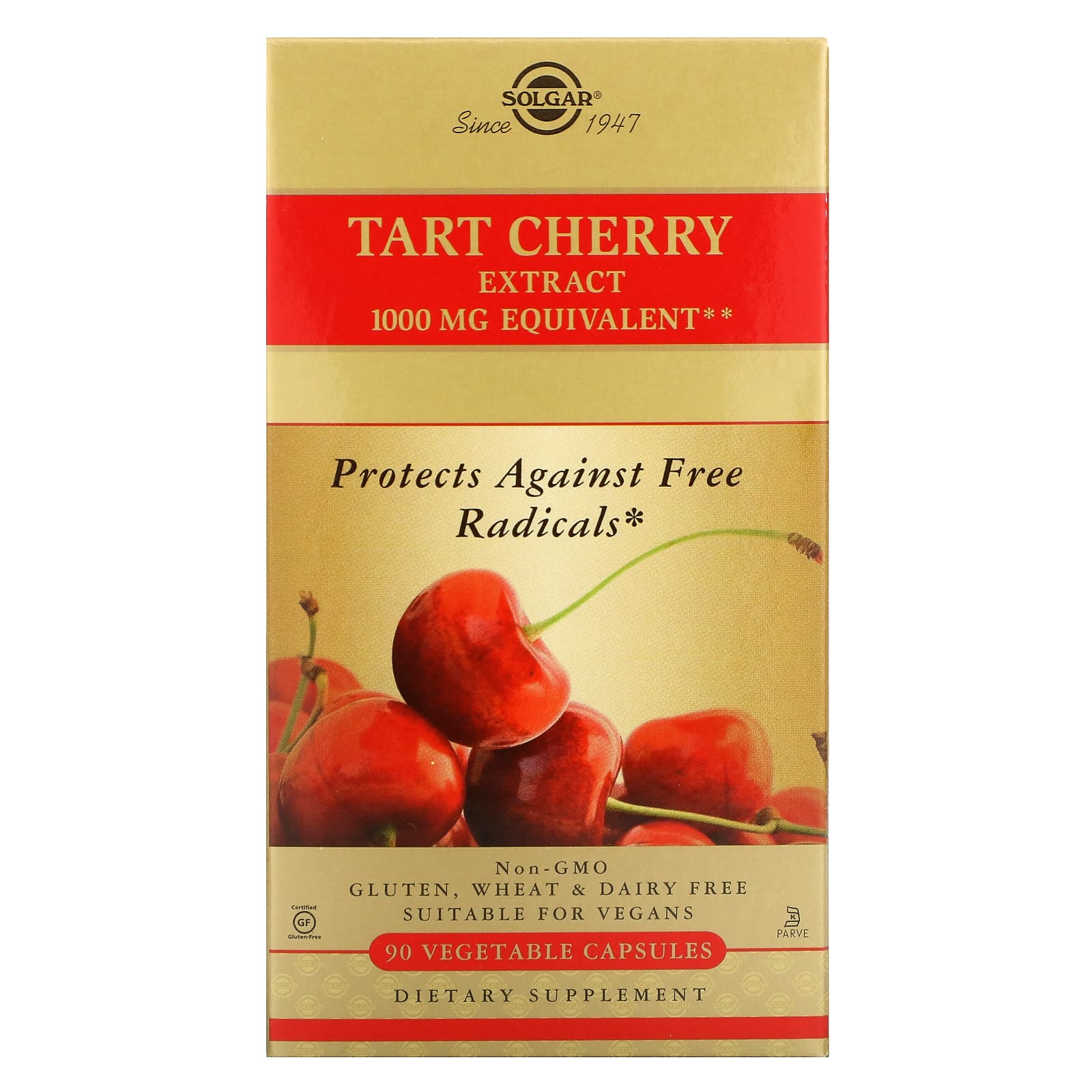 Solgar Tart Cherry Extract, 1000 Mg, 90 Vegetable Capsules