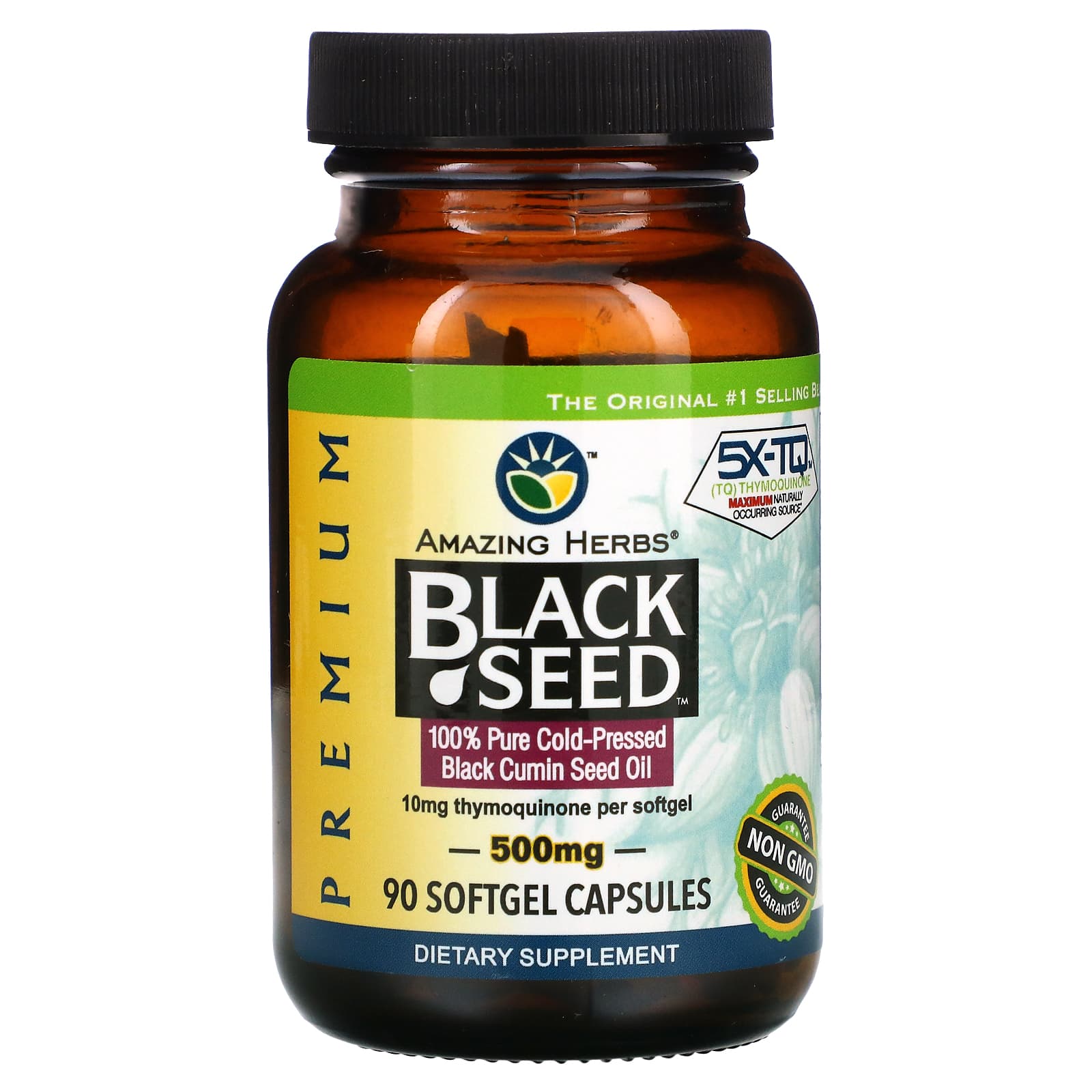 Amazing Herbs Supplements Black Seed Oil Vegetarian Capsules 90 Caps