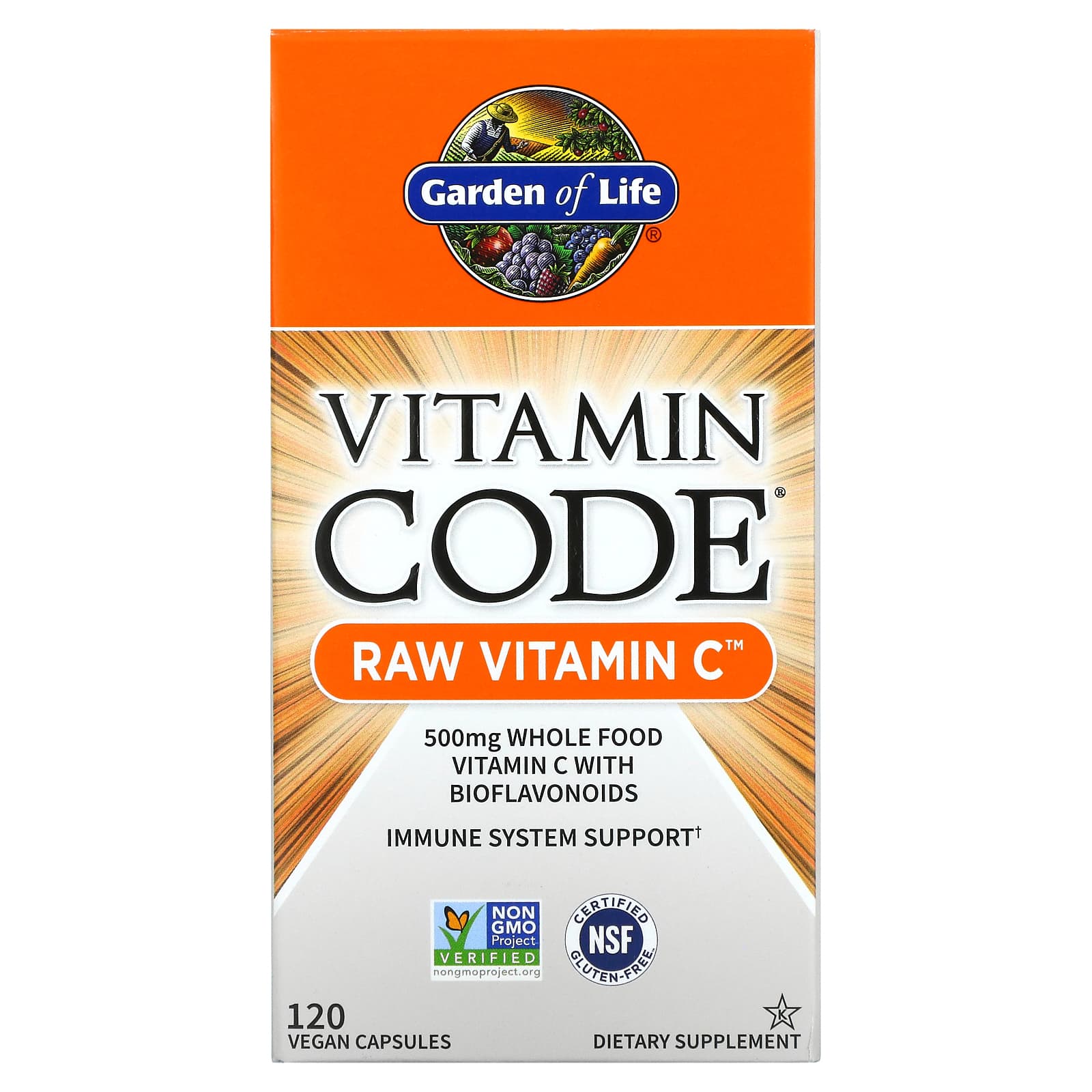 Garden of Life Raw Vitamin C, 120 Capsules