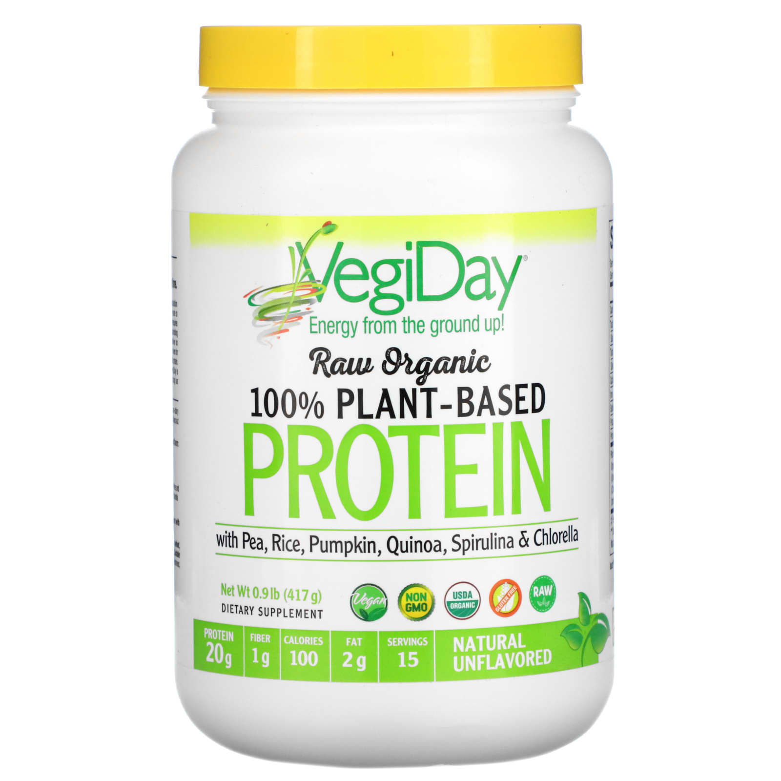 Natural Factors VegiDay Raw Organic Plant Based Protein Unflavored