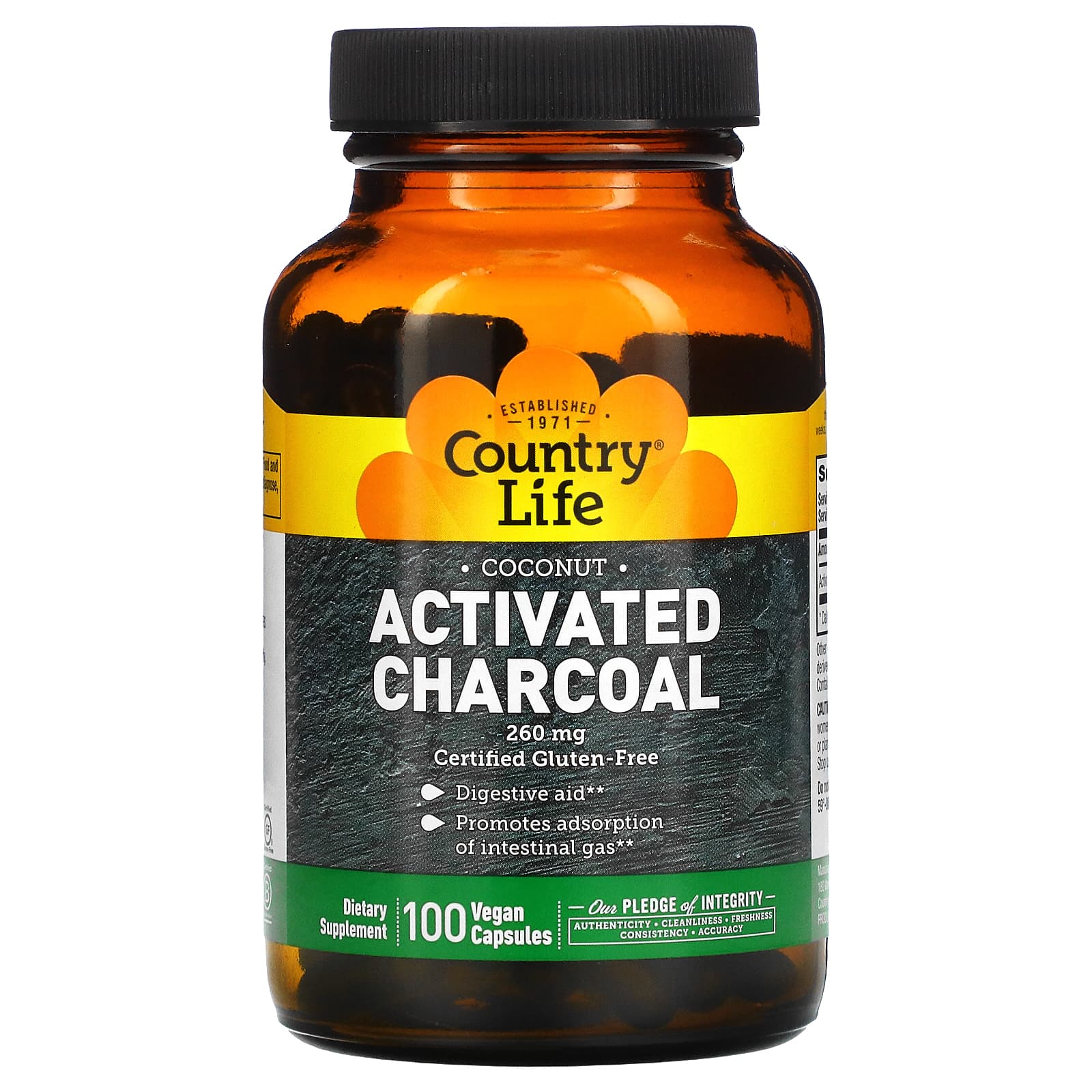 Country Life Activated Charcoal Capsules, 260 Mg