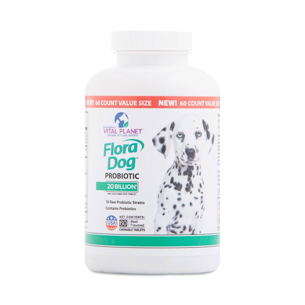Vital Planet - Flora Dog Chewable - High Potency, Multi-Strain Probiotic Formula For Dogs