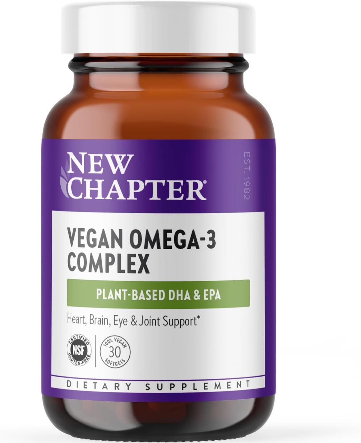 New Chapter Vegan DHA, EPA, and DPA Supplement- Vegan Omega-3 Complex ...