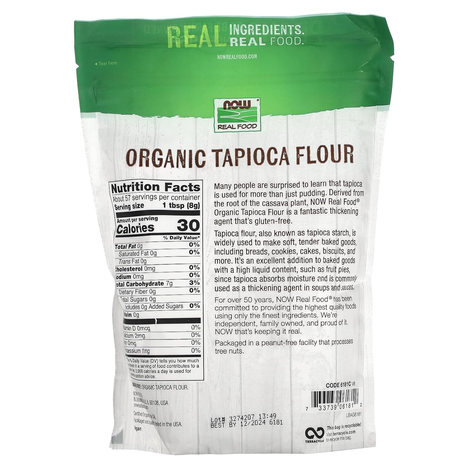 NOW, Organic Tapioca Flour, Gluten-Free and Non-GMO Flour Replacement ...