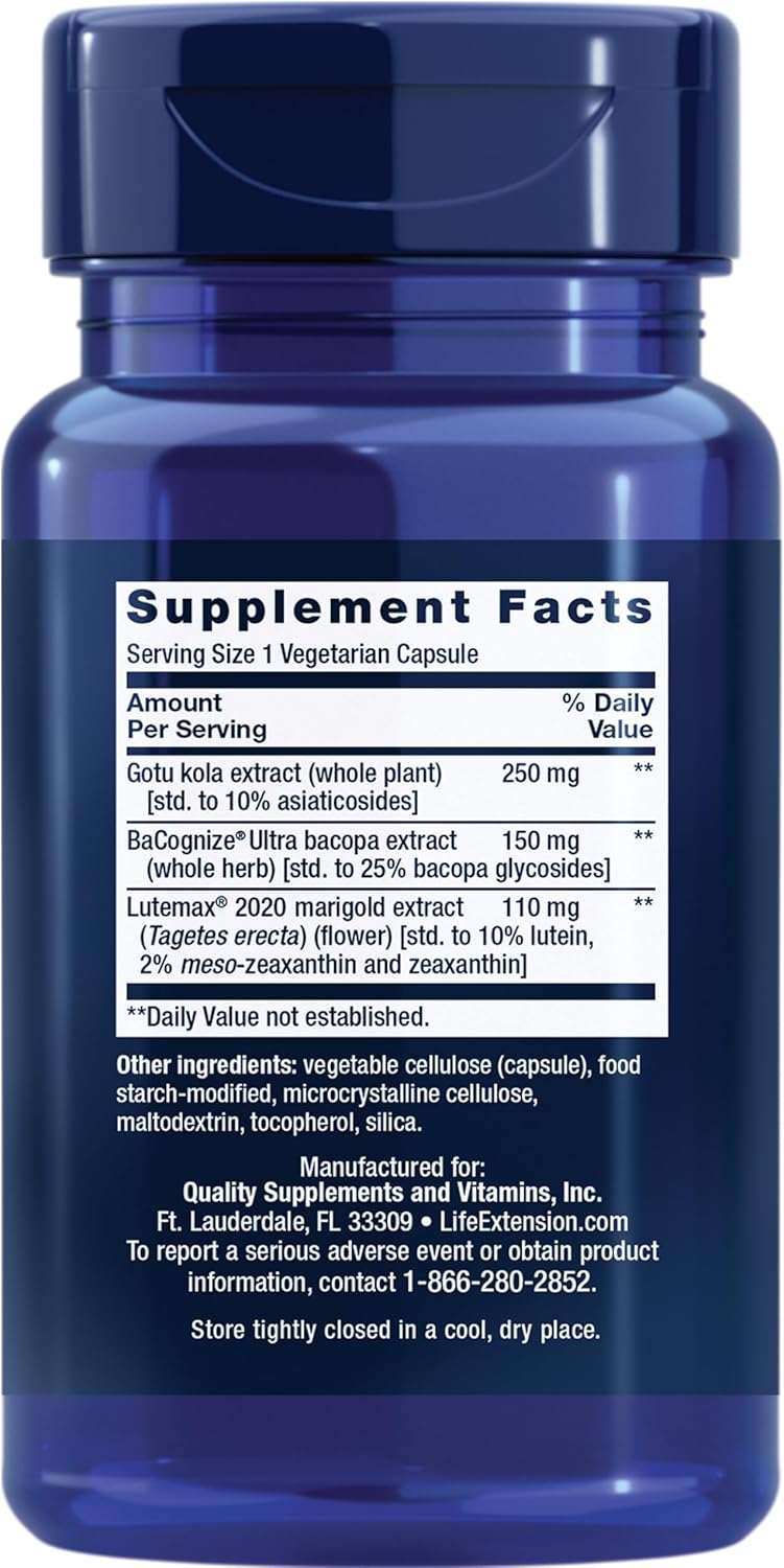Life Extension Quick Brain Nootropic, 30 vegetarian capsules—Enhanced ...