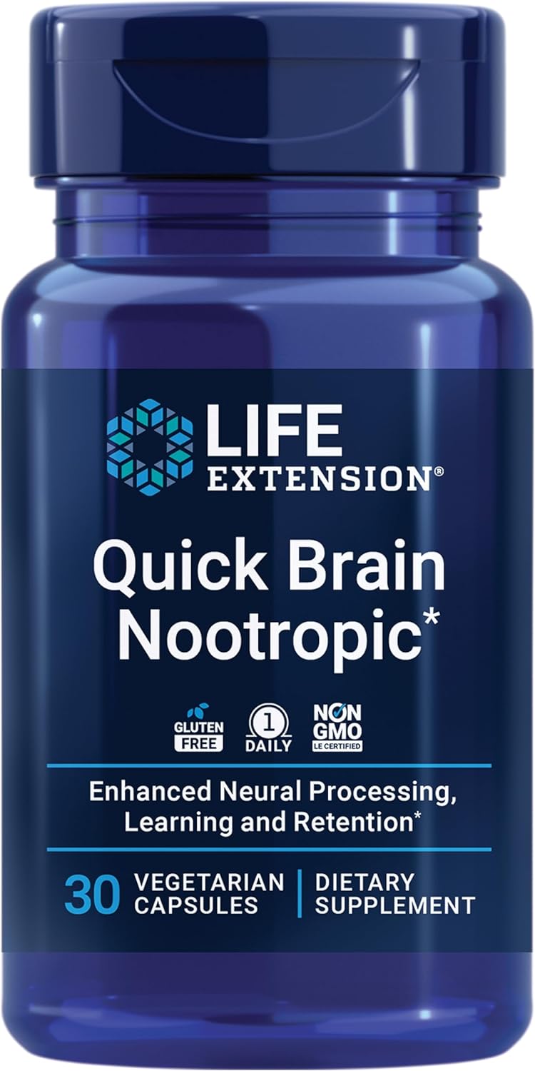 Life Extension Quick Brain Nootropic, 30 vegetarian capsules—Enhanced ...