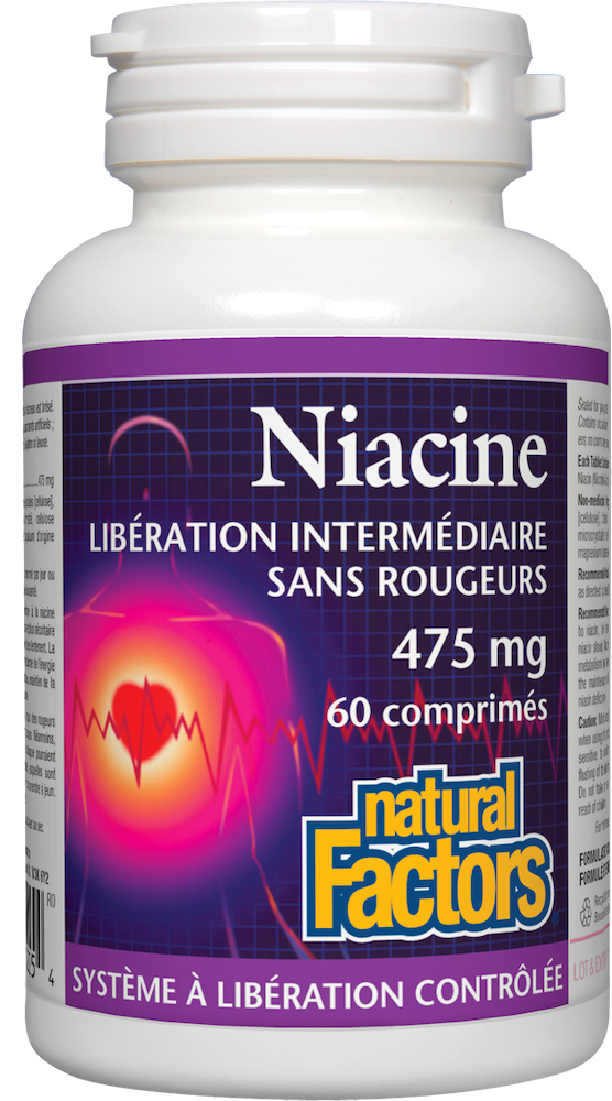 Niacine Libération intermédiaire sans rougeurs 475 mg