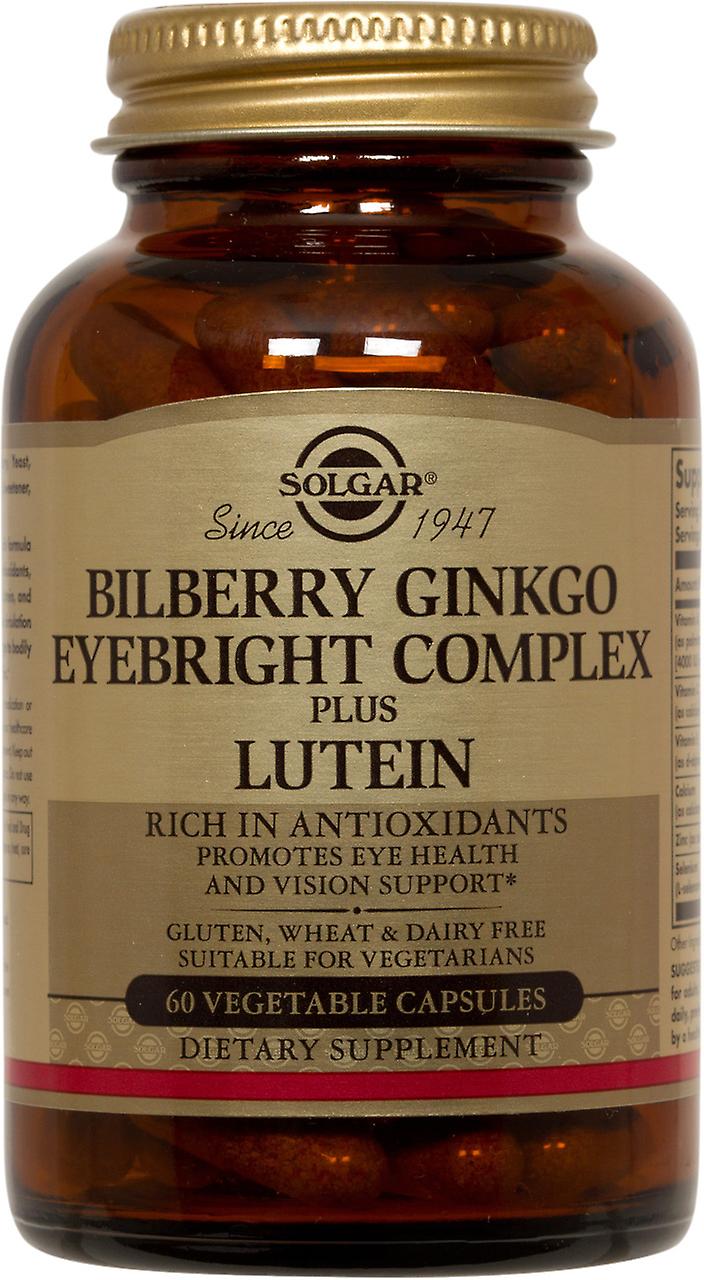 Solgar Bilberry Ginkgo Eyebright Complex Plus Lutein -- 60 Vegetable Capsules