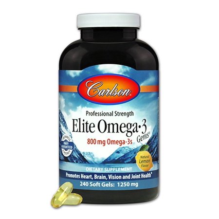 Carlson Labs Elite Omega 3 Gems, Natural Lemon, 1, 600 Mg, 240 Soft Gels