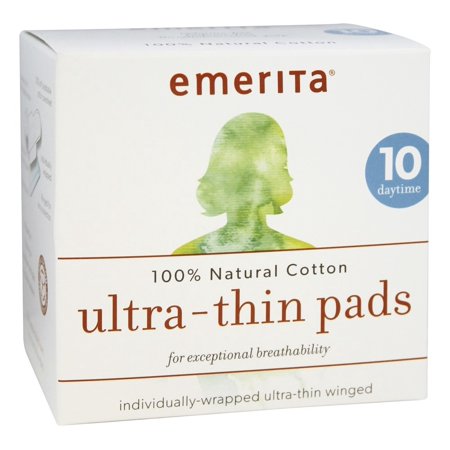 Emerita 100% Natural Cotton Ultra Thin Daytime Pads With Wings