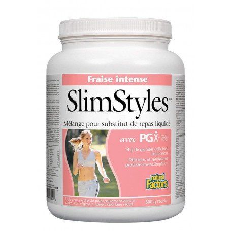Natural Factors Slimstyles Weight Loss Drink Mix With Pgx – Very Strawberry, 1.12 Lbs