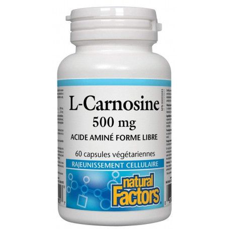 Natural Factors L-Carnosine, 500 Mg, 60 Vegetarian Capsules