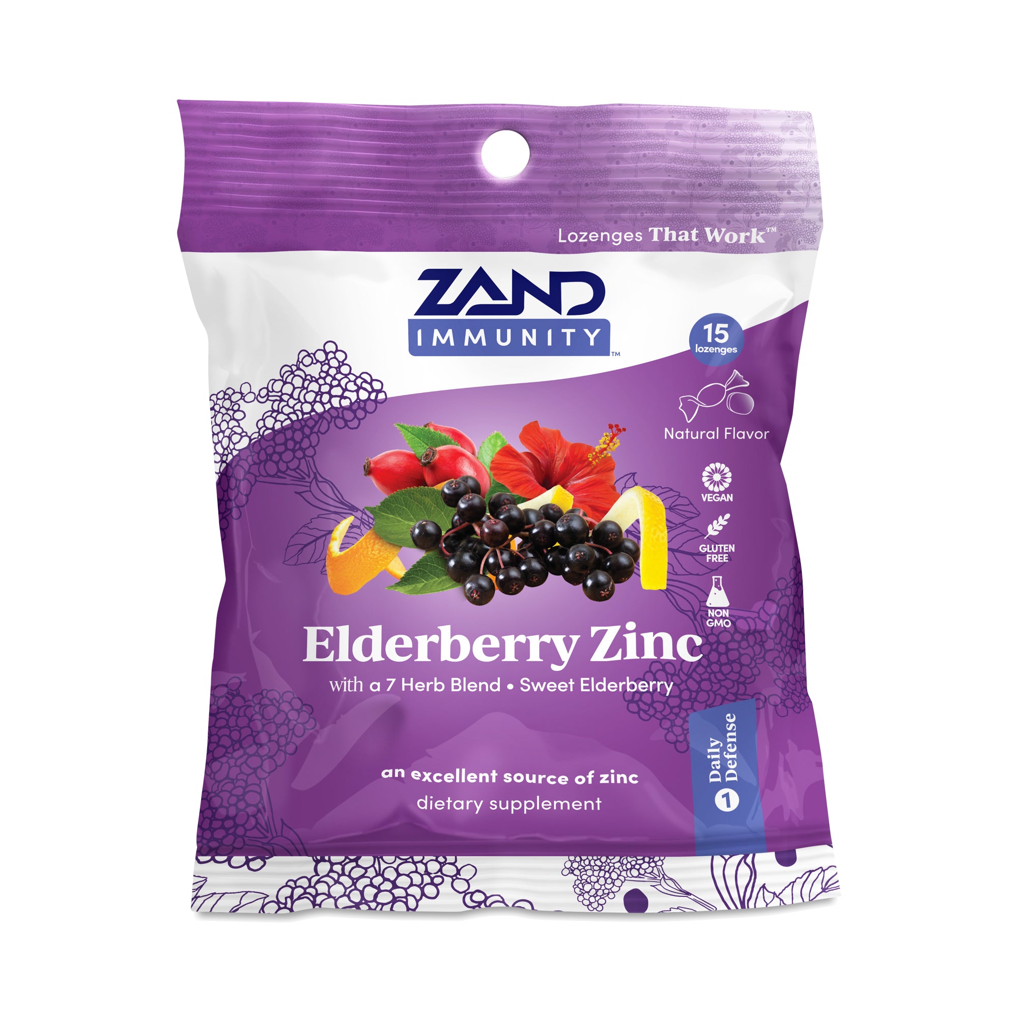 Zand Elderberry Zinc, 5 Mg, 15 Lozenges