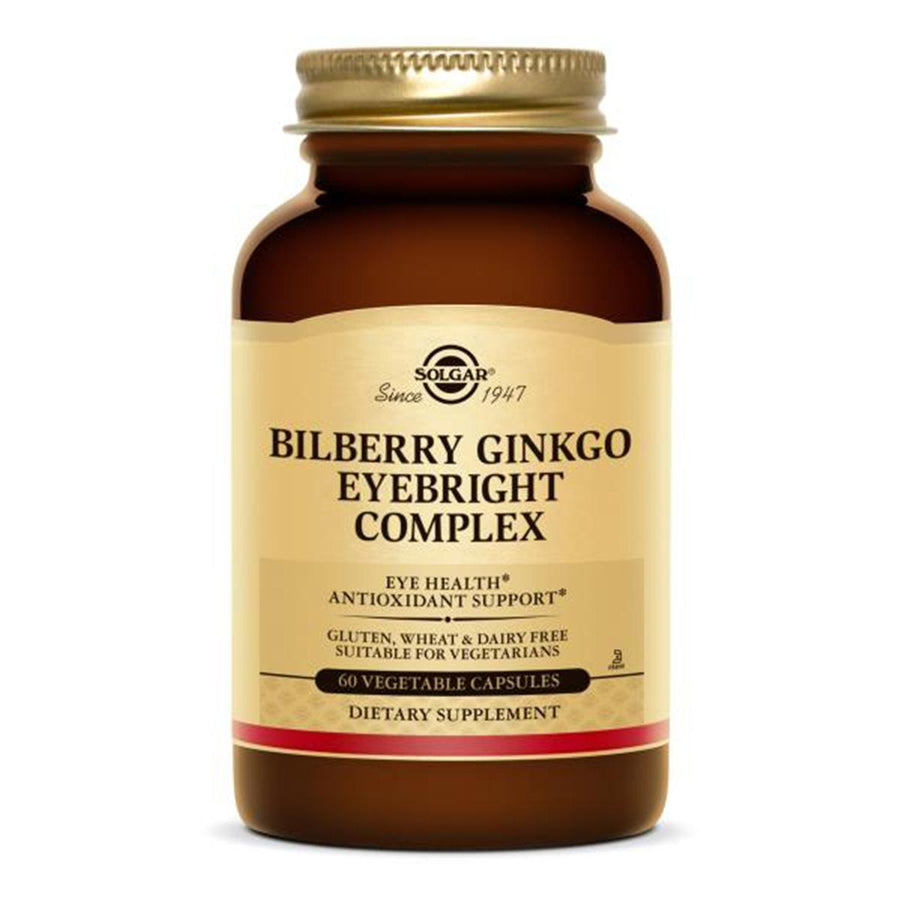 Solgar Bilberry Ginkgo Eye Bright Complex Vegetable Capsules, 60 V Caps