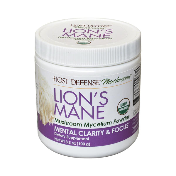 Host Defense Lion's Mane Mushroom Powder, Supports Mental Clarity, Focus And Memory, Certified Organic Supplement