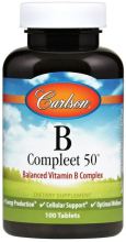 Carlson Labs B-Compleet-50 Vitamin B Complex, 100 Tablets