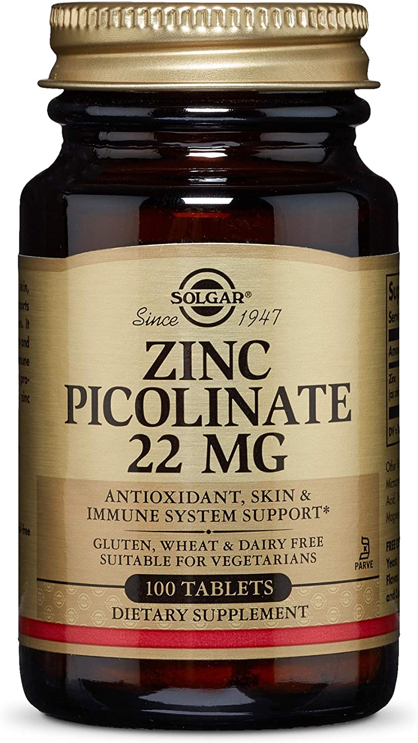 Solgar Zinc Picolinate 22 Mg, 100 Tablets
