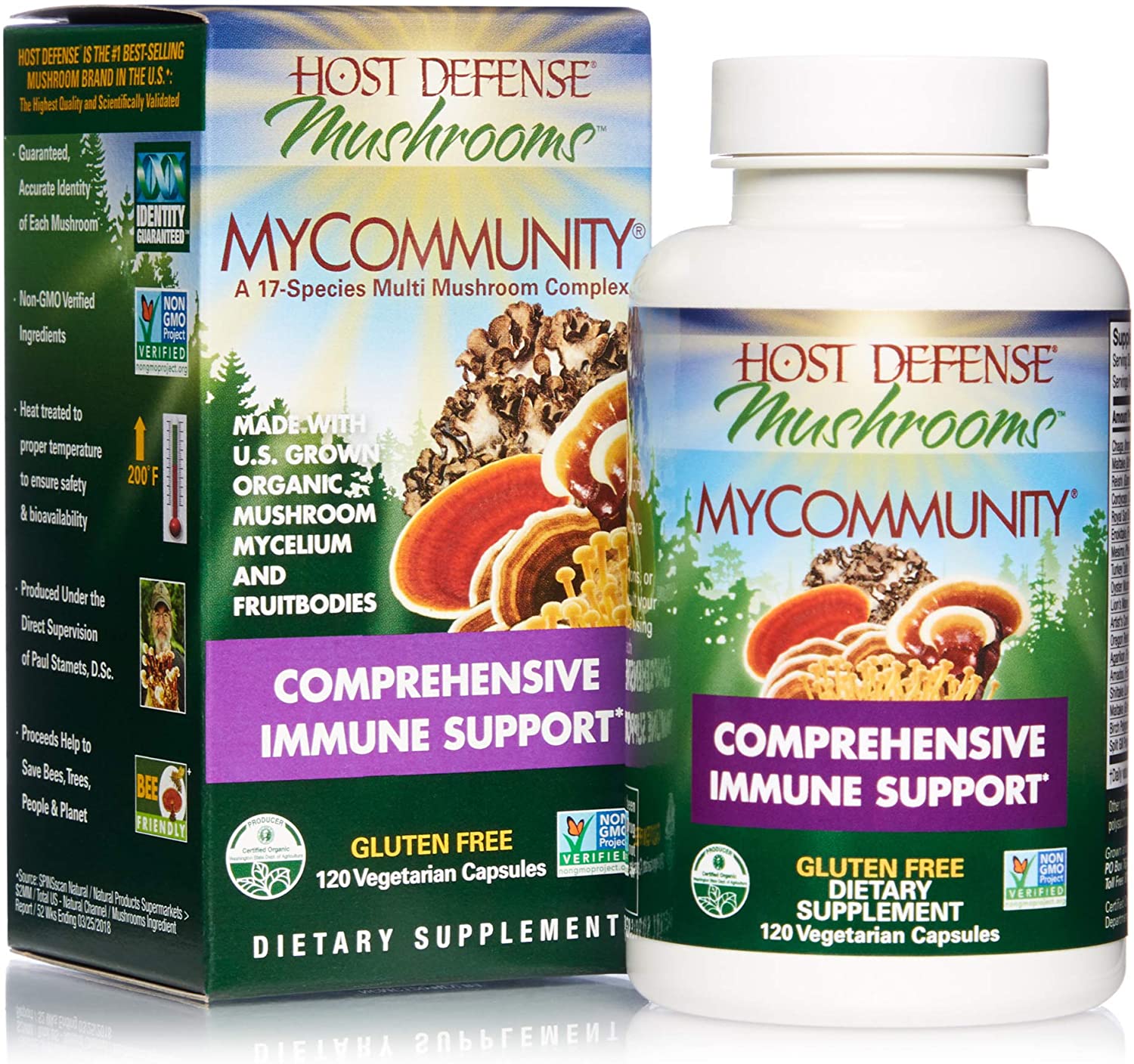 Host Defense Fungi Perfecti - MyCommunity Comprehensive Immune Support - 120 Vegetarian Capsules