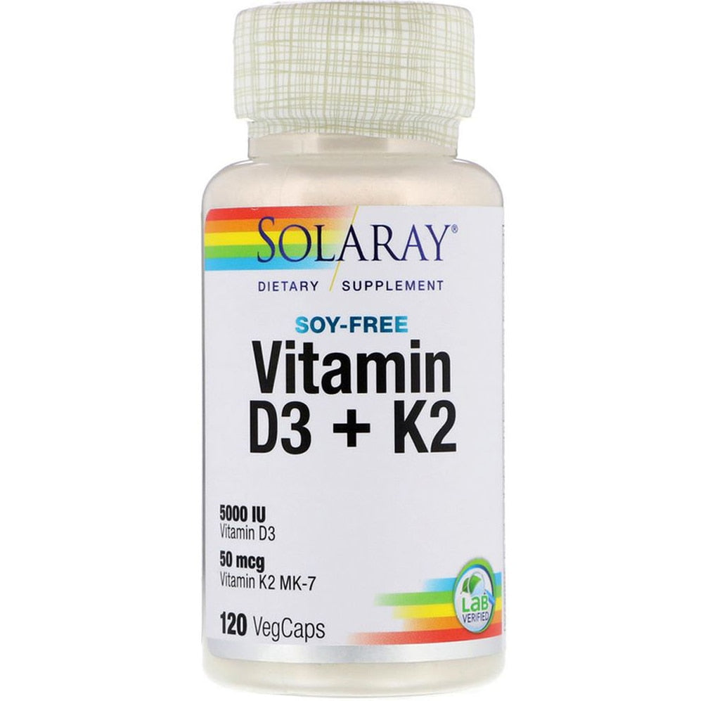 Solaray Vitamin D3 Plus K2 -- 120 Vegetable
