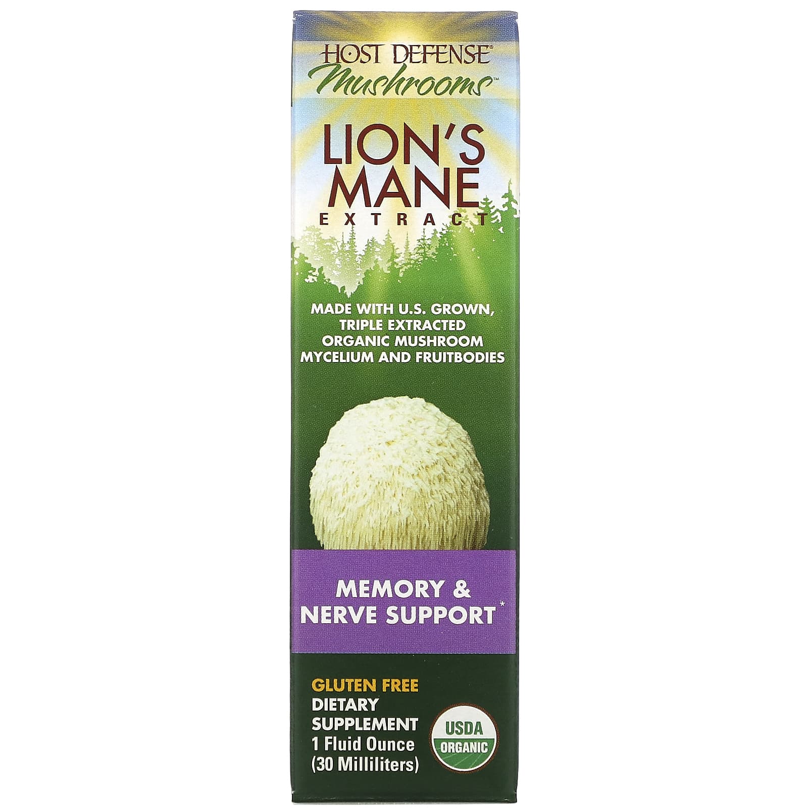 Host Defense Lions Mane Extract, Memory & Nerve Support, 30 Servings (1 Oz)