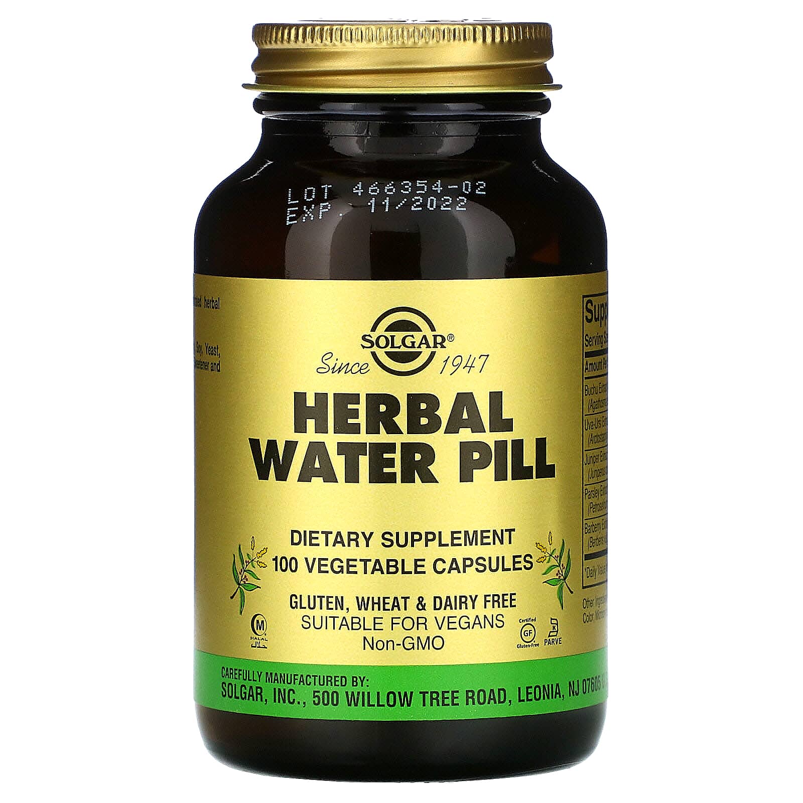 Solgar Herbal Water Pill, 100 Vegetable Capsules