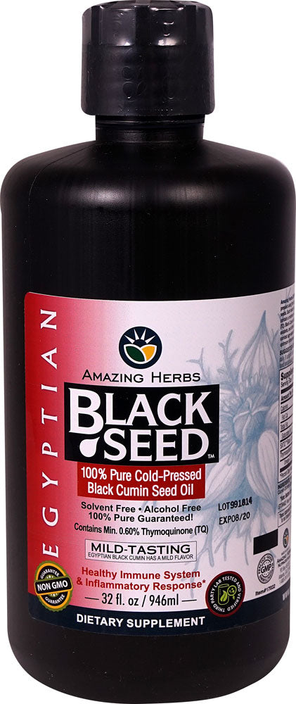 Amazing Herbs Black Seed Oil – Cold Pressd – Egyptian – 32 Fl Oz