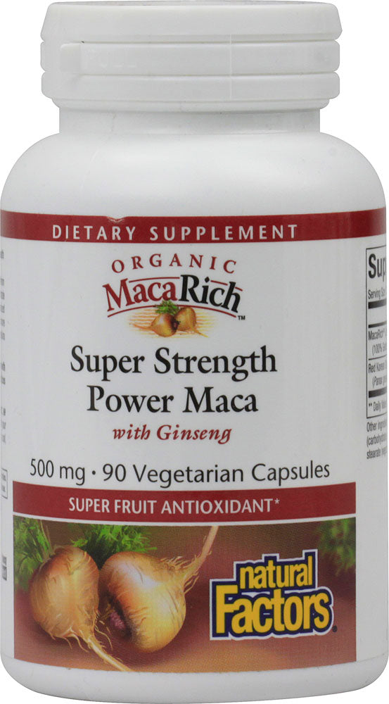 Natural Factors MacaRich Super Strength Power Maca 500 Mg Organic, 90 Vegetarian Capsules