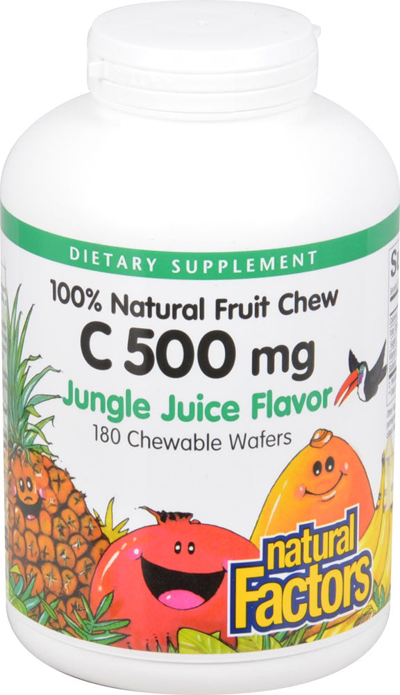 Natural Factors 100% Fruit Chew C Jungle Juice -- 500 Mg - 180 Chewable Wafers