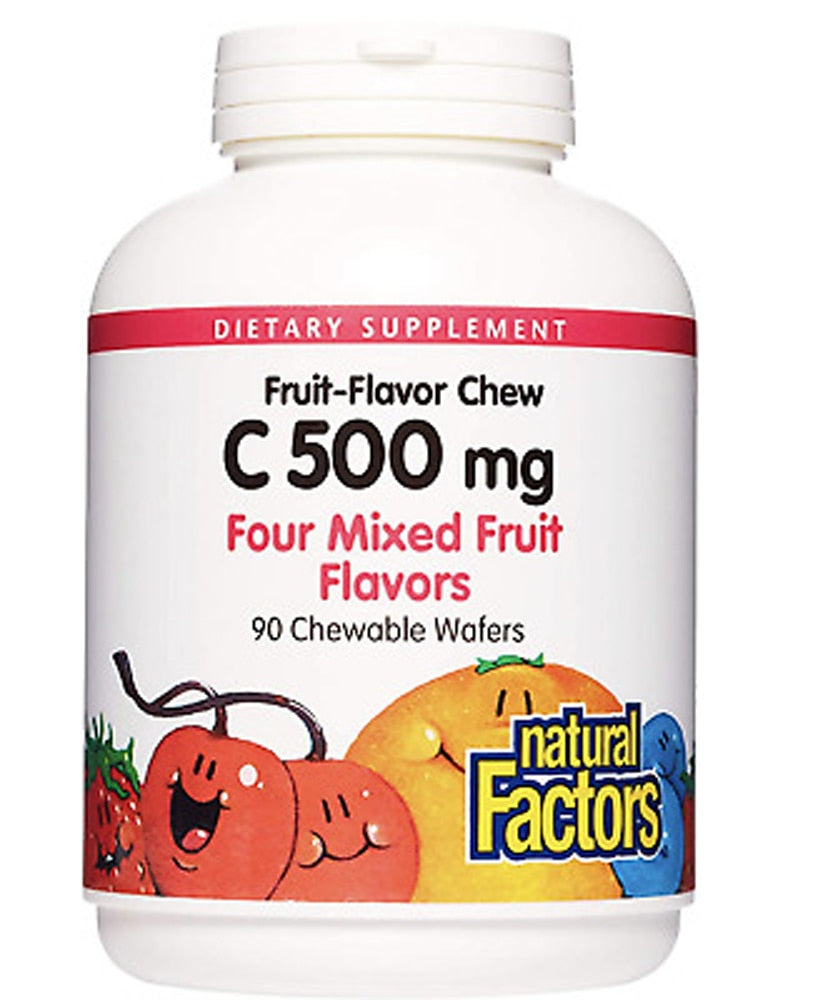Natural Factors Vitamin C, Four Mixed Fruit Flavors, 500 Mg, 90 Chewable Wafers