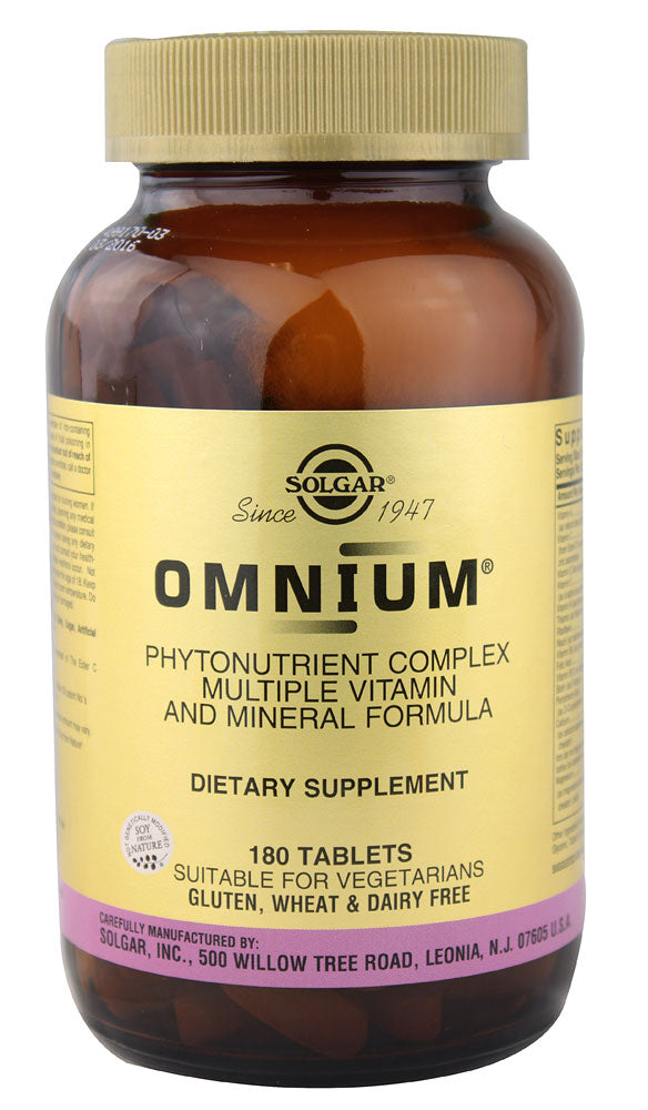 Solgar Omnium Tablets The Advanced Phytonutrient-Rich Multiple Vitamin & Mineral Formula 180 Tabs