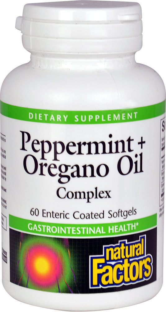 Natural Factors Peppermint Plus Oregano Oil Complex -- 60 Enteric Coated Softgels