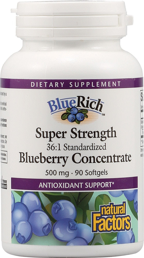 Natural Factors BlueRich Super Strength Blueberry Concentrate 500 Mg