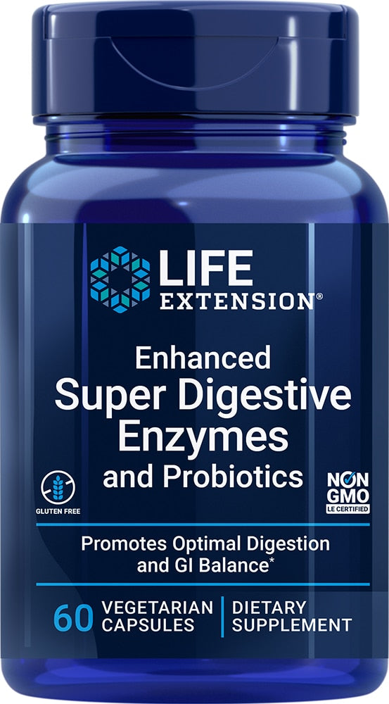 Life Extension Super Digestive Enzymes With Probiotics 60 Vegetable Capsules