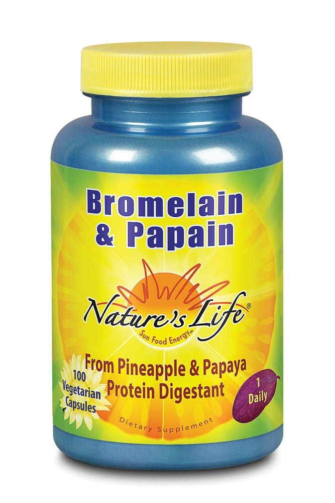 Nature's Life Bromelain & Papain 250/250mg, 100 Vegetarian Capsules