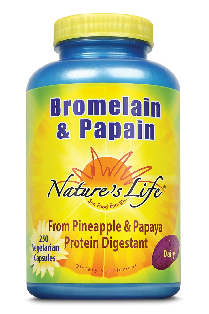 Nature's Life Bromelain & Papain 250/250mg, 250 Vegetarian Capsules