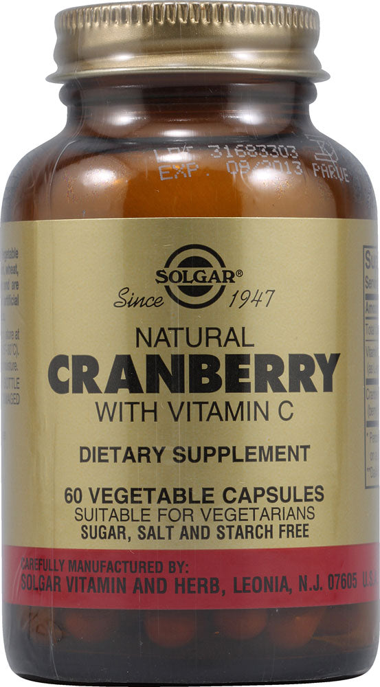 Solgar Natural Cranberry With Vitamin C -- 60 Vegetable Capsules
