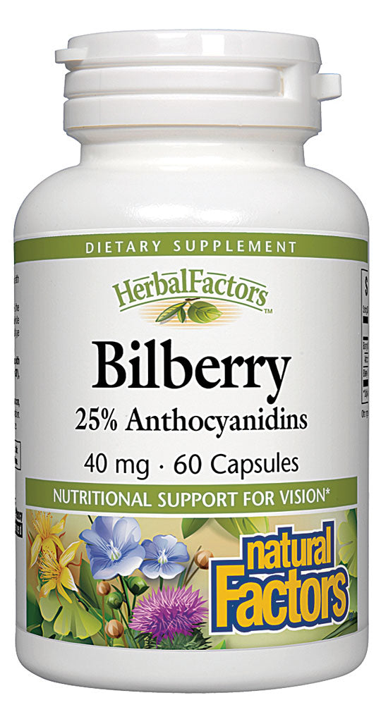 Natural Factors Bilberry Extract -- 40 Mg - 60 Capsules