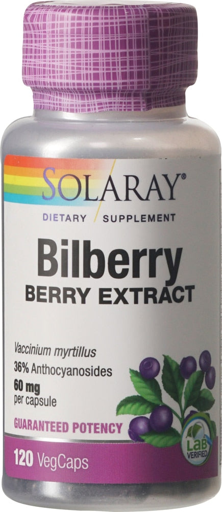 Solaray Bilberry Extract 60 Mg - 120 Vegetarian Capsules