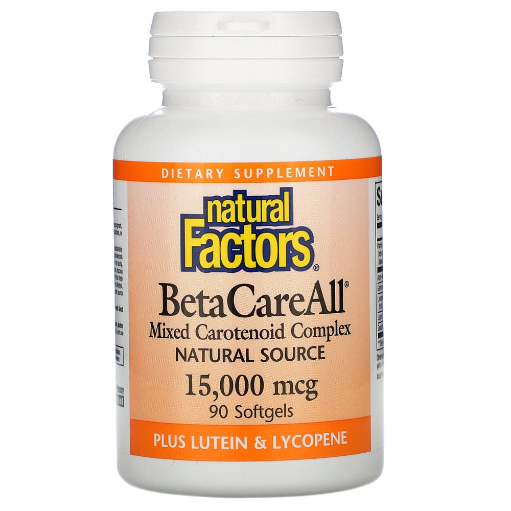 Natural Factors BetaCare All, Mixed Carotenoid Complex, 90 Softgels, 25000 IU