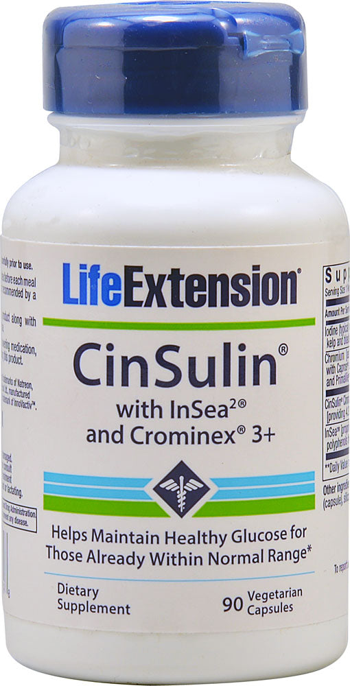 Life Extension CinSulin With InSea2 And Crominex 3+ -- 90 Vegetarian Capsules